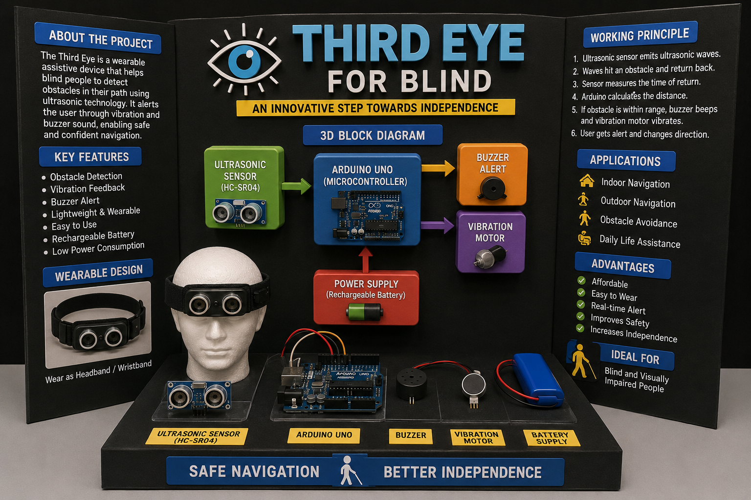 Third Eye for Blind People Using Ultrasonic Sensor – Smart Assistive Device Project